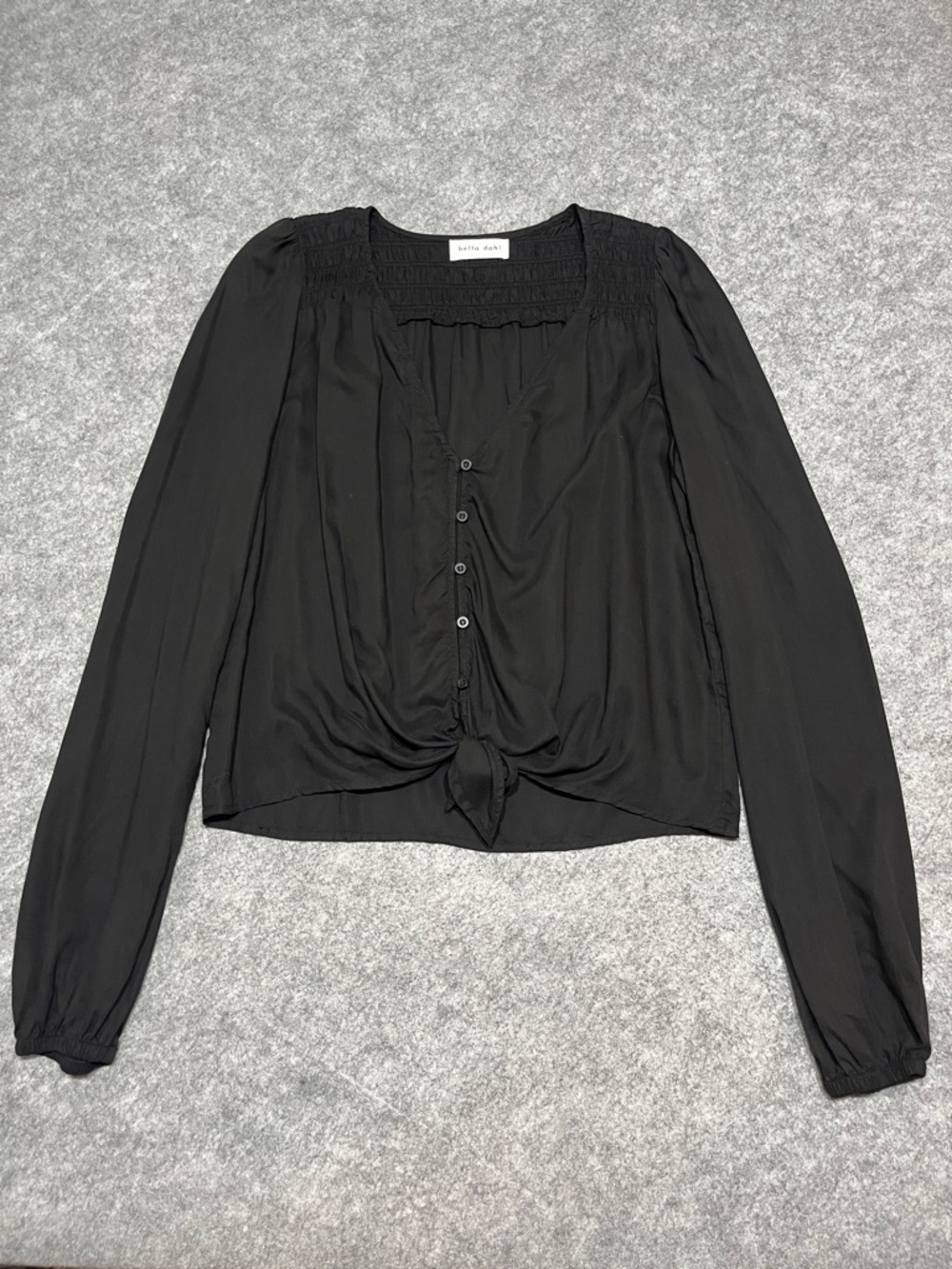 Bella Dahl Smocked Tie Front Long Sleeve Top